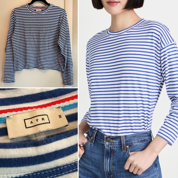 AYR blue and white stripe shirt - Picture 1 of 7